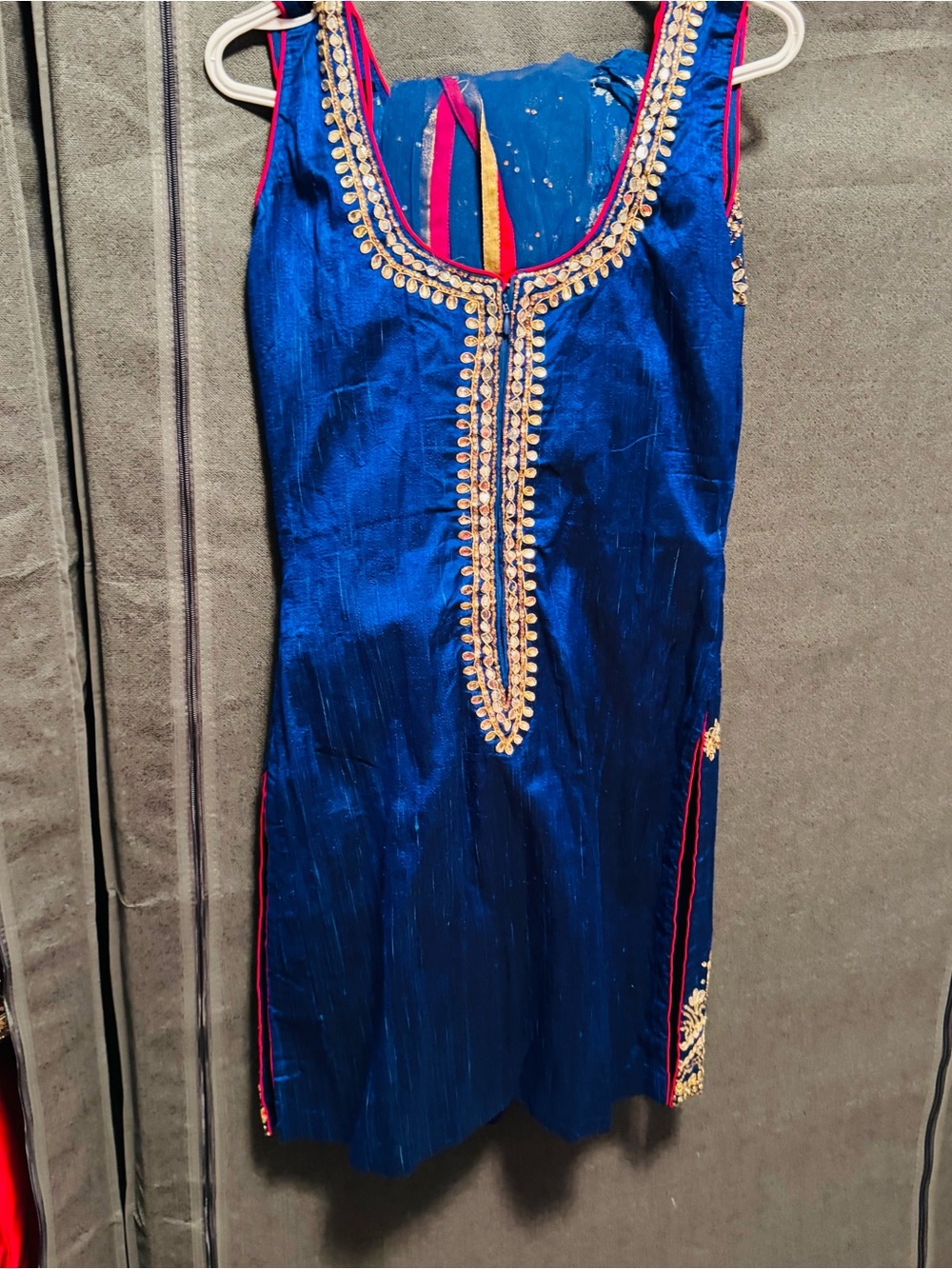 Embellished Royal Blue Sleeveless Tunic